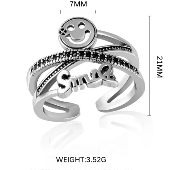 Silver 925 SMILE Ring - Picture 5 of 8
